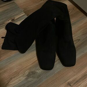 Black Suede Knee High Boots